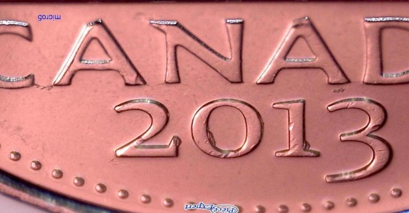 2013 - Éclat de Coin, Coin Fendillé, Date & entre CANA (Die Chip, Die Crack) 5_cent41