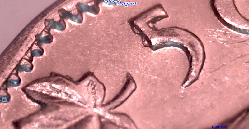 1954 - Éclats de Coin # 1 sur le 5 de Cents (Die Chip) 5_cent72