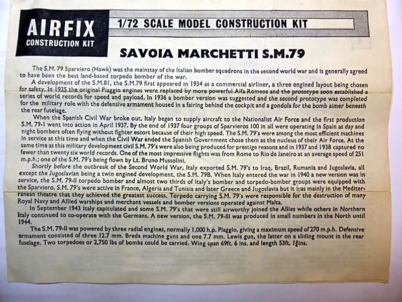 [Airfix] Savoia-Marchetti SM-79 vintage de 1967 - 1/72 - FINI Sm79-012