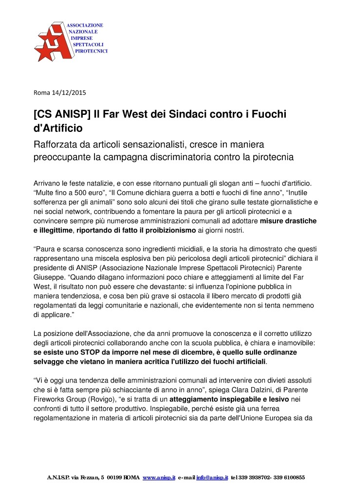 Comunicazioni Anisp contro divieti comunali 2ymd7y10