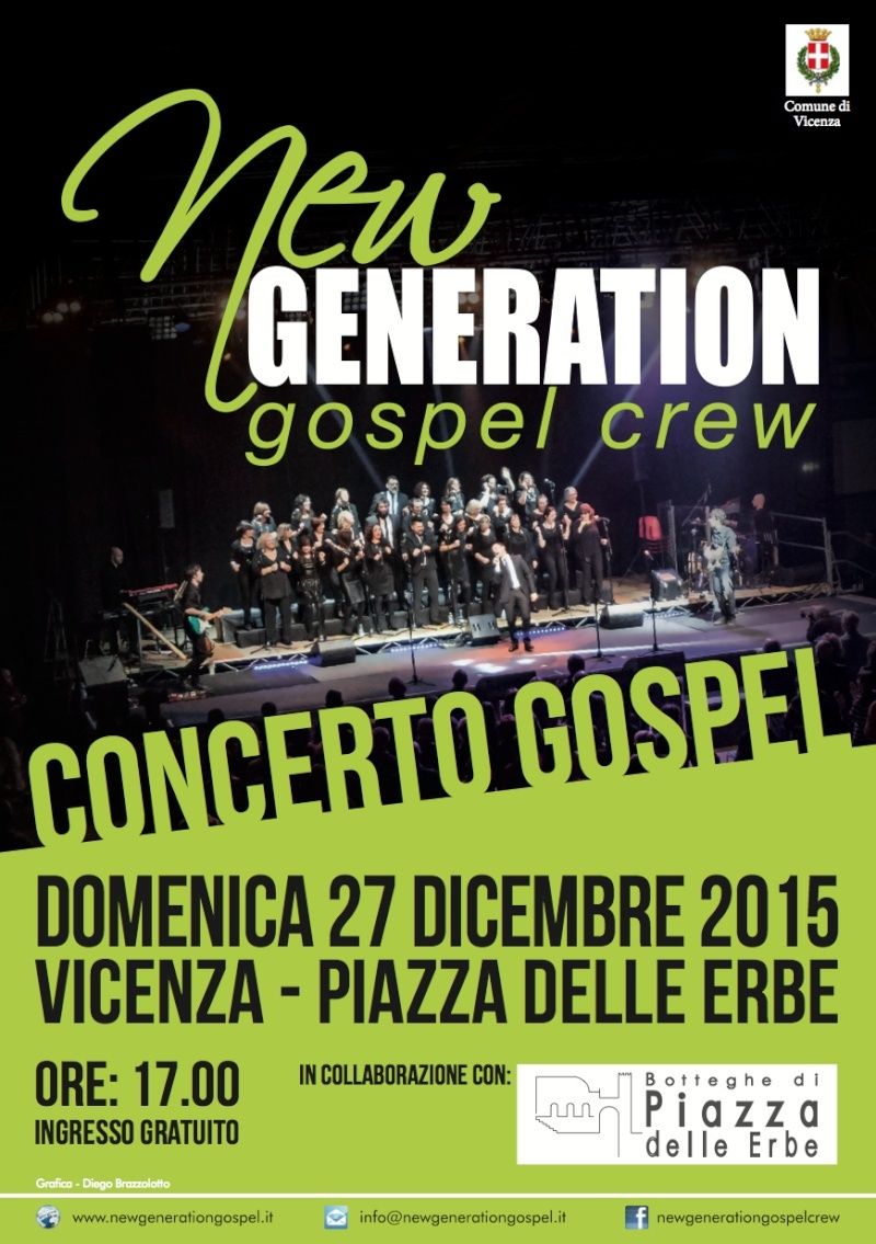 New Generation Gospel Crew in concerto a Vicenza domenica 27 dicembre Piazza10
