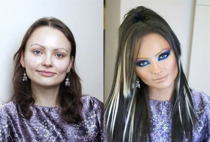 12 filles avec et sans maquillage Soins-10