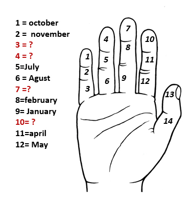 Finger phalanges and calendar months???  1-fine10
