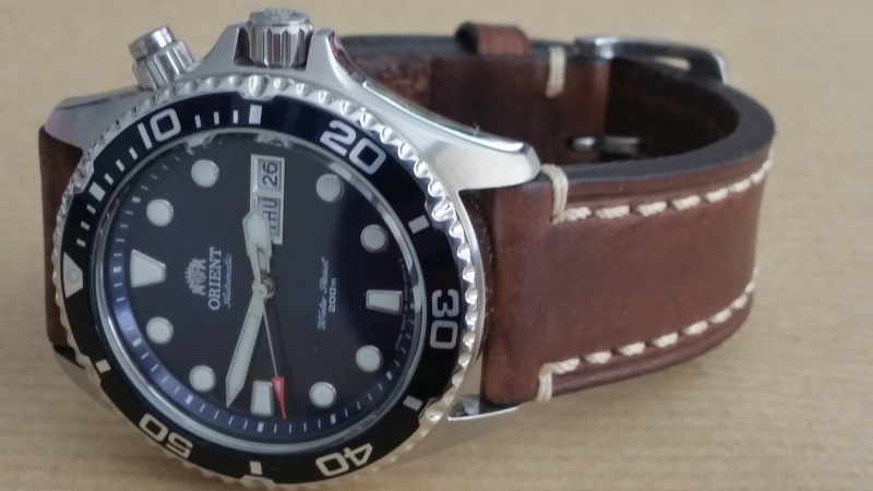 Ma première automatique : Orient Ray I blue sur Hirsch Liberty brown 20151113