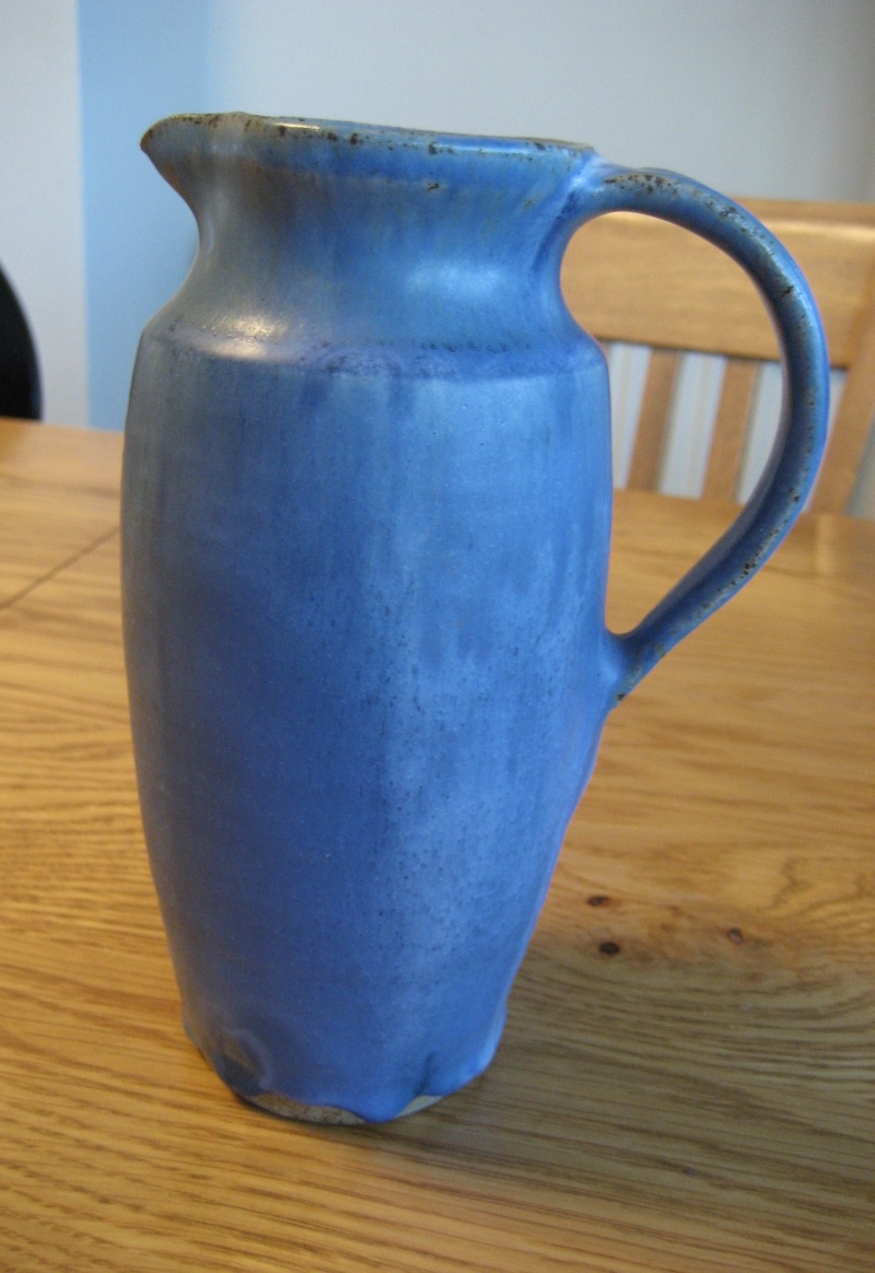 Blue drip glaze jug - S mark Img_1826