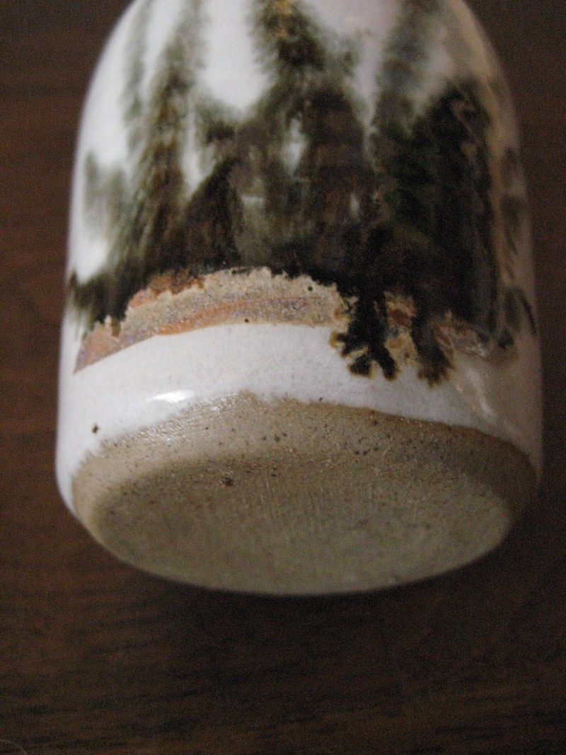 Small Stoneware Vase With Oriental Type Flower Design.  Img_2213