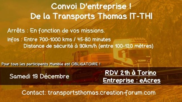 Samedi 19 Décembre - Torino - Convoi Map de Base - 21h Samedi10