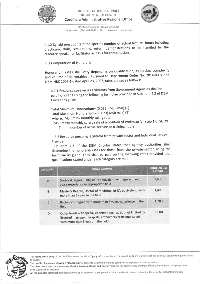 DCOM 2016-007: Guidelines on the Provision of Honorarium and Tokens for Resource Speakers, Facilitators, Special Guests and Technical Assistance Providers Dcom_019