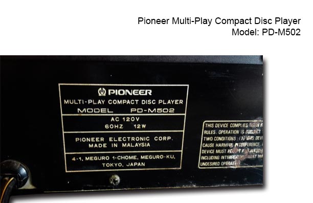 Pioneer Multi-Play Compact Disc Player [PD-M502] - Used Set Pionee22