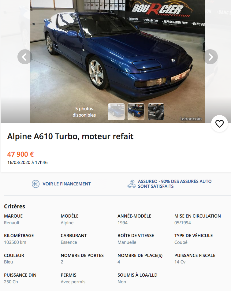 Les belles Alpine GTA et A610 à vendre - Page 25 Captur44