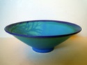 barium ​Glaze bowl with flower or propeller mark - John Curry, Sonoma, USA  Myster12