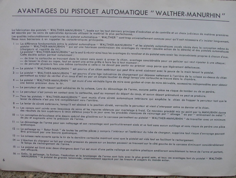 MANUEL TECHNIQUE WALTHER  MANUFACTURE DE MULHOUSE P1010043