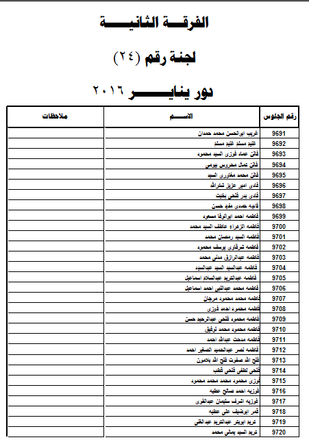 ارقام الجلوس من لجنة 16 الي 30 2410