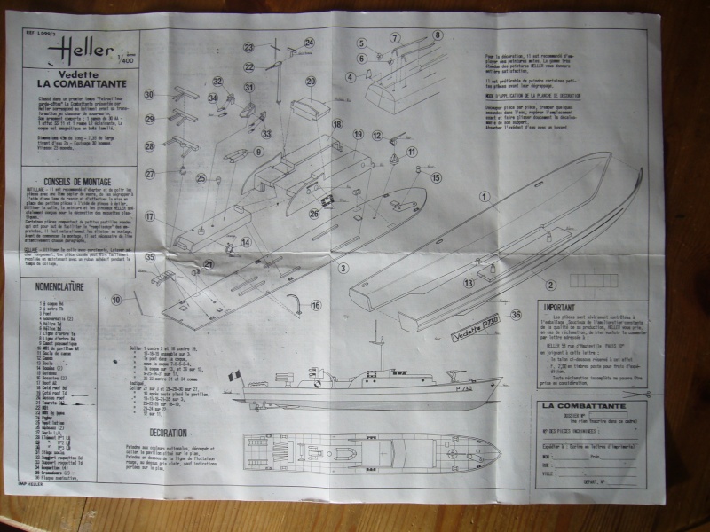 Patrouilleur côtier P730 LA COMBATTANTE 1/400ème Ref L099 Notice 211