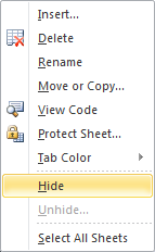 Using Hide Function On EXCEL Sheet !! 310