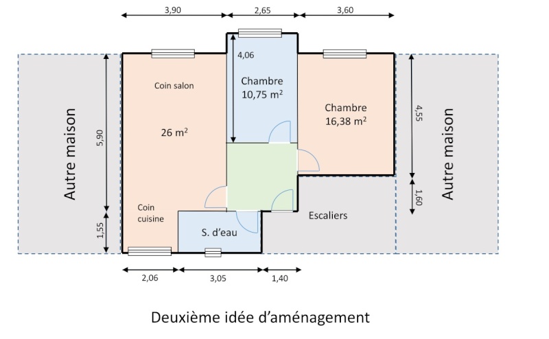 Réaménager un T2 en un T3 210