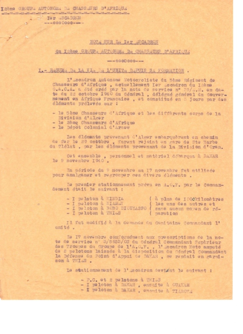 Vie de l'unité du 1er ESC du 12ème G.A.C.A à THIES en 1942 Note_g10