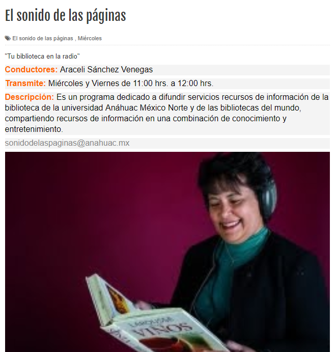 El sonido de las páginas // Programa de radio sobre bibliotecas de la Universidad Anáhuac El_son10