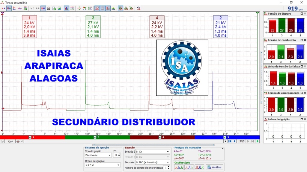 sinal - ANÁLISE DO SECUNDÁRIO CLASSICO ( DISTRIBUIDOR) 4 CILINDROS AO MESMO TEMPO Distri10
