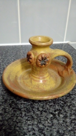 Stoneware Chamberstick impressed EB. 20191225