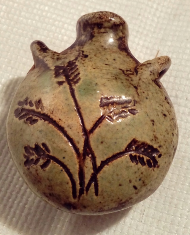 Tiny Stoneware Sgraffito Flask. 20200282