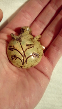 Tiny Stoneware Sgraffito Flask. 20200284