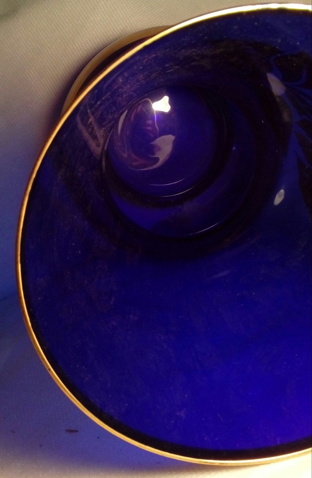 Thin-walled blue & gilt vase. Sklo? - Borske Sklo Union. 20200621