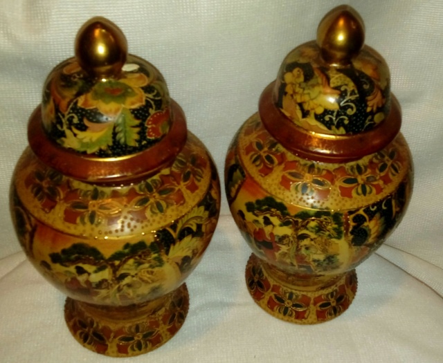 Modern Pair of Chinese Satsuma style Ginger Jars and Larger Jar & Cover 20200856