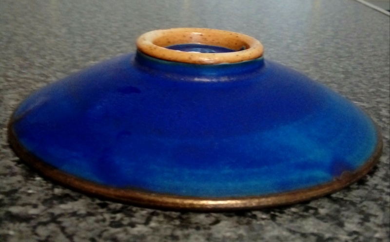 Beautifully Gilded Blue Dish, Mark Poss. Incorporates 'PS' 20210417