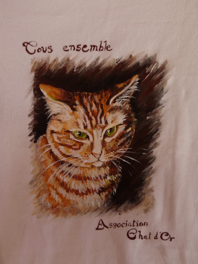 Peinture sur tissu, T-Shirts et autres personnalisés, pour aider nos chats P1000614