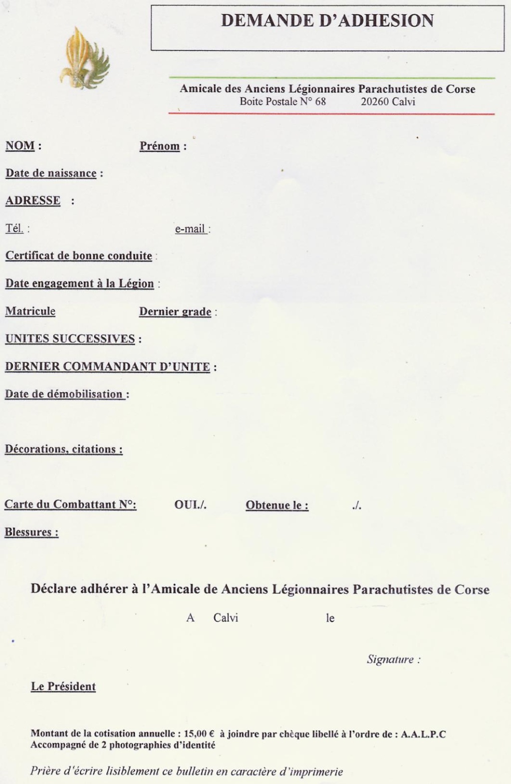 AALPC  bulletin d'inscription a l'amicale de CALVI 2REP File0010