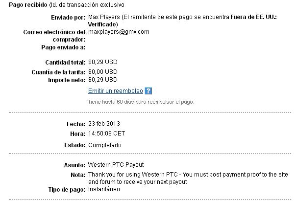 5º pago WesternPTC 0,29$ 5weste10