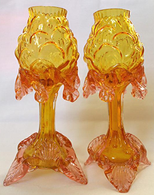 New find - pair of amber & pink Victorian Fairy Lamps Life_l10