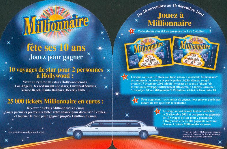 Notice Millionnaire promotionnelle, jeu concours... Notice65