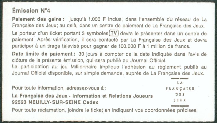 Millionnaire 13301 Emission 4 - Les Tickets Ticket24