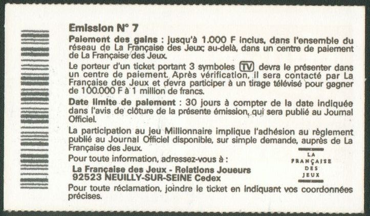 Millionnaire 13530 Emission 7 - Etude Ticket50