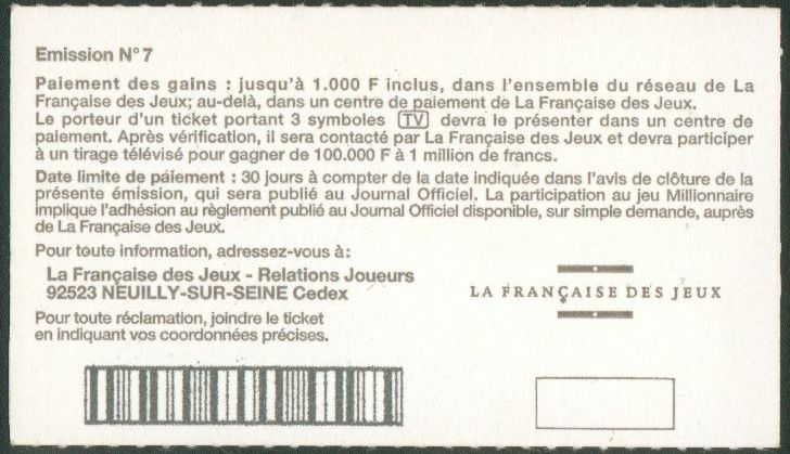 Millionnaire 13530 Emission 7 - Etude Ticket52