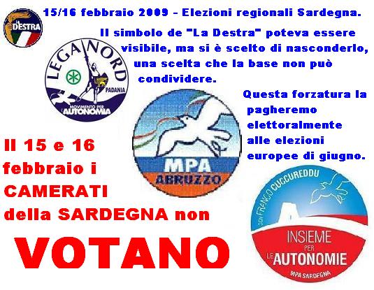 Sardegna: Elettori e militanti di destra non voteranno P.d.L. Libera13