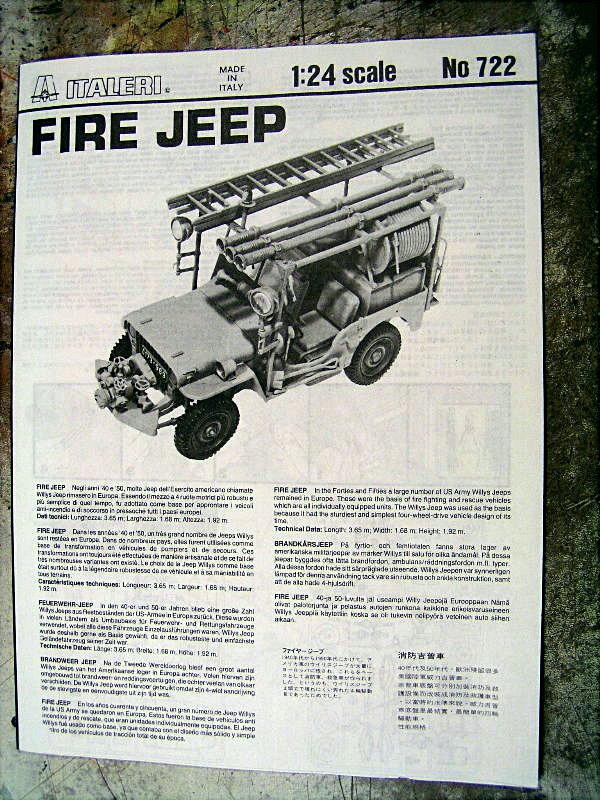 Fire Jeep von Italeri Masstab: 1:24. 00614