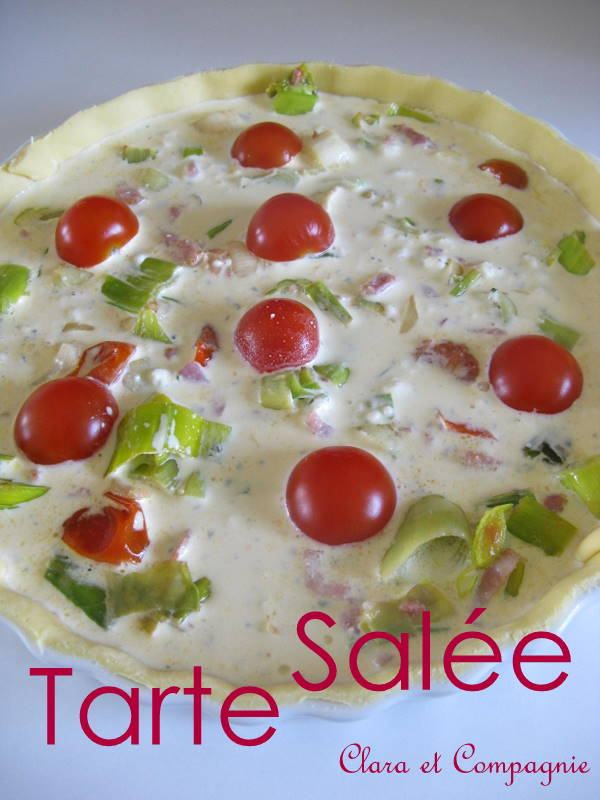 Tarte salée : poireaux, lardons, tomates cerises et Rondelé Photo_14