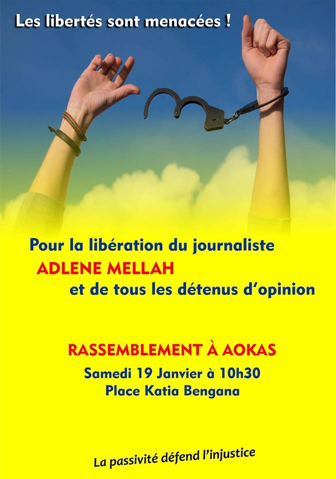 Rassemblement à Aokas pour demander la libération de Adlene Mellah et de tous les détenus d’opinion Adlene10