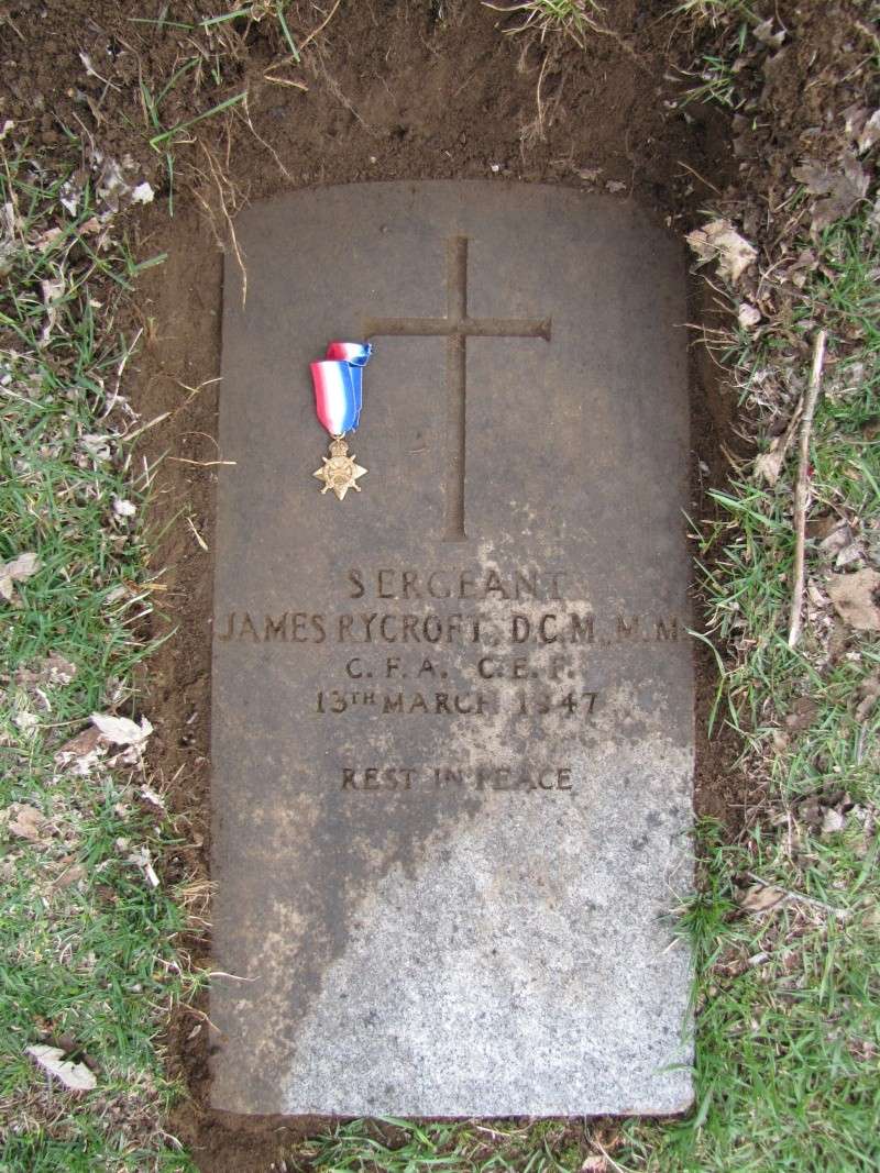 Grave stone of Sgt James Rycroft DCM MM  Img_2711