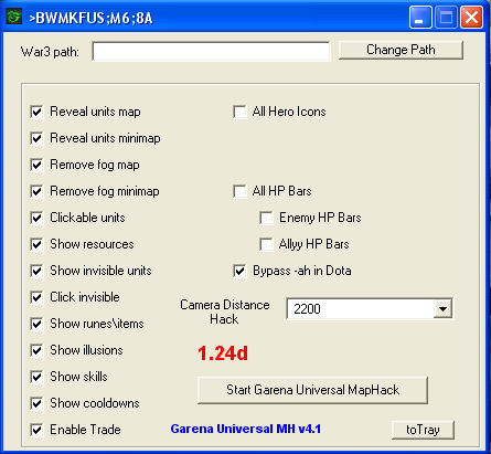 Garena Universal MapHack v4.1 - added 1.24d mh + camera hack 93096710