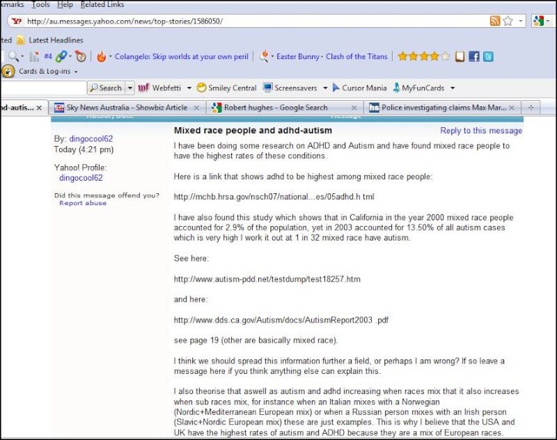 Concerning some google scientist re- Autism over on yahoo Autism10