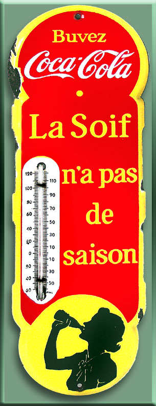 thermometre coca cola et calendrier 1918 d une vedette de cinema 93-2410