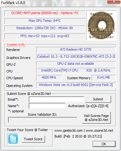 FurMark OpenGL Benchmark and Graphics Card Stability Test 2010-013