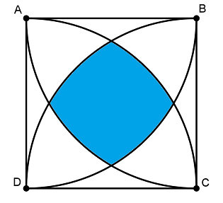 Géométrie : Calcul d'une aire comprise entre des quarts de cercle Carre_11