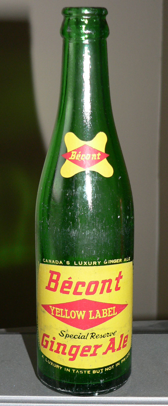 Bouteille de liqueur ACL "BÉCONT" ginger ale de St-Jérôme & Montréal - 10oz Becont10