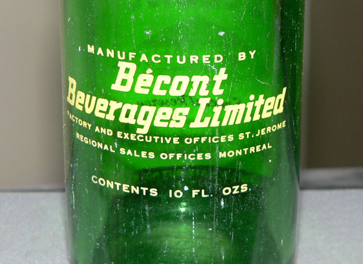 Bouteille de liqueur ACL "BÉCONT" ginger ale de St-Jérôme & Montréal - 10oz Becont11