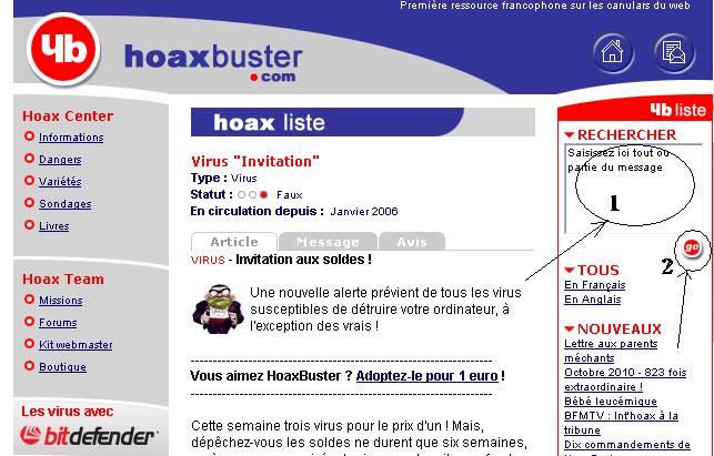 Vérification des messages, mails,...avec Hoaxbuster   - Tuto Hoax10
